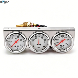 Panel cromado de 2 pulgadas para kit de medidores de coche, triple indicador con presión de aceite, temperatura del agua y amperímetro, nuevo, esfera blanca - BX101323 - Product Image 1