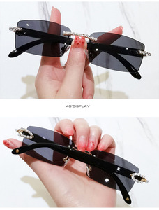 Kính mát vuông đính đá sang trọng, kính râm thời trang nam không viền, kính mắt thời trang - Product Image 6