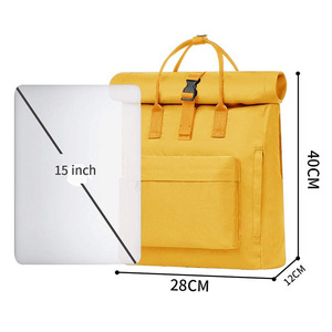 Fashion Expandable Rolltop Travel School Backpack Sports Hiking Camping Outdoor Gym <strong>Rucksack</strong> for Women <strong>Yellow</strong> Color - Product Image 2