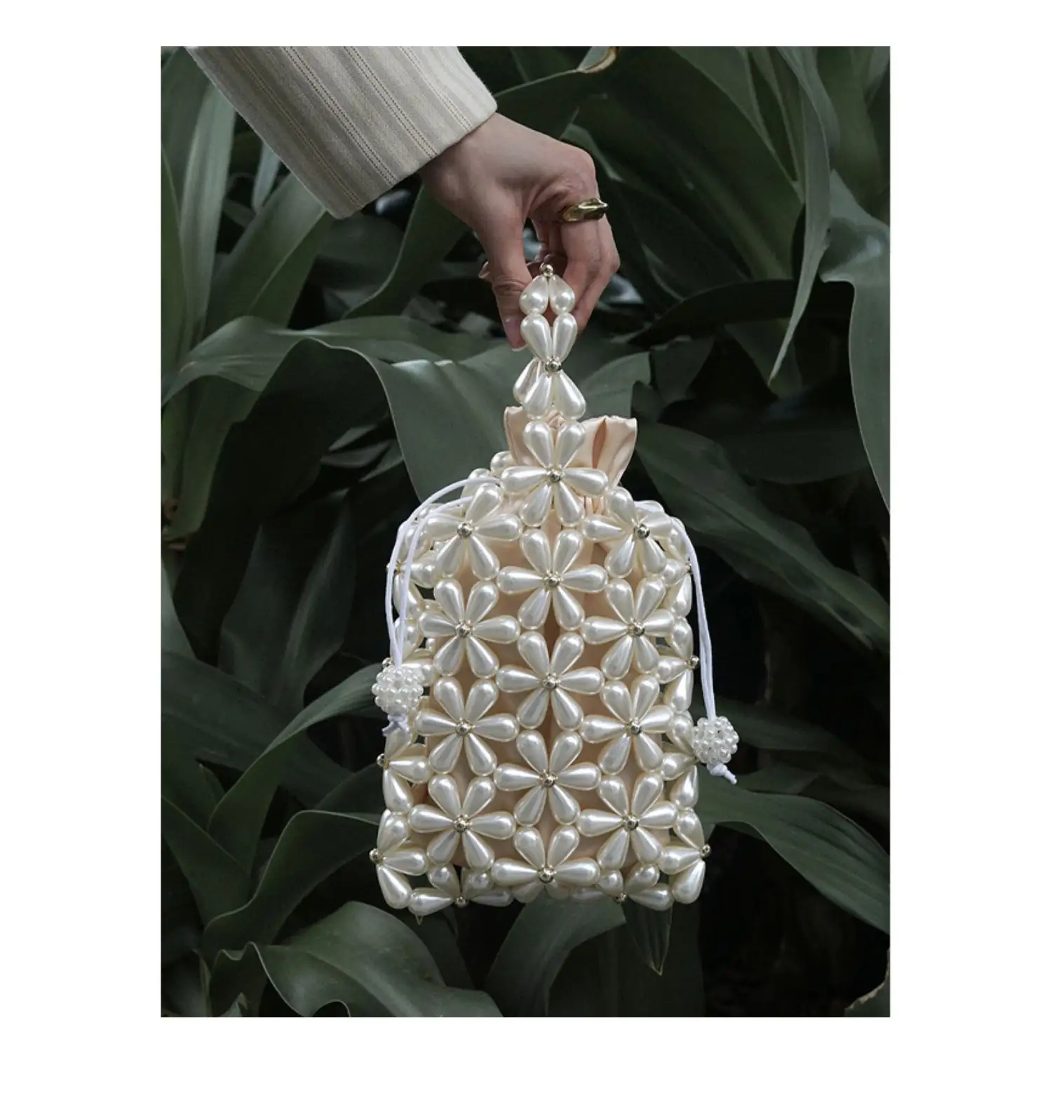 New arrival handmade beaded pearl flower wedding bag handbags evening bags clutch 2023 luxury