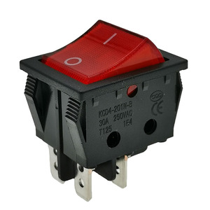 Interruptores basculantes rojos de coche de alta resistencia, impermeables, con iluminación LED, de 4 pines, 30A 250V, de encendido/apagado, para corriente elevada, de fábrica - Product Image 2