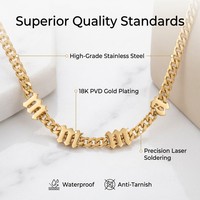 Collar con Letras Espaciadas Personalizadas, Iniciales en Estilo Inglés Antiguo, Chapado en Oro de 18K, Acero Inoxidable, Soldadura sin Costuras, Joyería con Nombre para Mujer