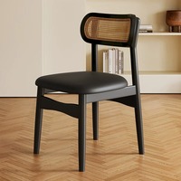 Chaises de salle à manger en rotin pour restaurant et hôtel, lot de 2, chaises de cuisine confortables en bois massif pour salle à manger