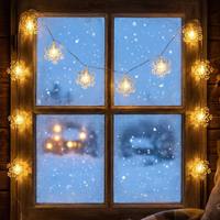Mini guirlandes lumineuses LED en forme de flocon de neige, 10 LED blanc chaud, alimentées par piles, flocons de neige cristallins pour la décoration de Noël