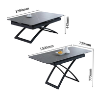 Table à manger moderne et élégante en céramique, extensible, réglable en hauteur, avec plateau en marbre et pieds en métal, 6 places, pour salon, salle à manger
