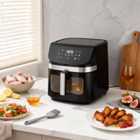 Friteuse à air électrique carrée en acier inoxydable 9L 2400W, design moderne, cuisson rapide, sans huile, contrôle par écran tactile, pour rôtissage en hôtel