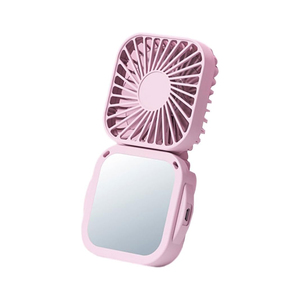 Hanging Neck Mini Fan LOGO Customization Cooling Small Fan <b>Foldable</b> Portable USB Rechargeable Handheld Fan with Makeup <b>Mirror</b> - Product Image 1