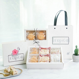 Cookie Packaging Cookie Box Luxury Customer Logo Gold Stamping Logo Biscuit Cookie Packaging Macaron Gift Boxes With Bags Set For Food Beverage Packaging