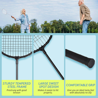 Raquette de badminton en acier haute rigidité pour adolescents et adultes, faible tension des cordes, jeu quotidien en salle avec poignée en PU
