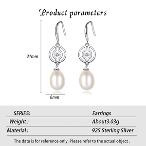 Pendientes largos de perlas de agua dulce de plata esterlina S925 con temperamento al por mayor, joyería de moda sencilla para mujer - Product Image 3