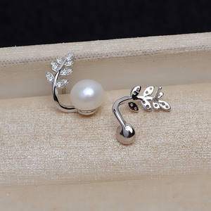 S925 <b>Silver</b> Fish Tail Ba <b>Earrings</b> for Women 4-6mm DIY <b>Pearl</b> Jewelry with Empty Holder 4465 Accessory - Product Image 3