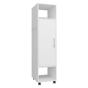 Armario de madera con espejo de cuerpo entero blanco, 62.9 pulgadas de alto, 1 puerta, 3 estantes, armario de almacenamiento de ropa para dormitorio, mueble de guardarropa - Product Image 4