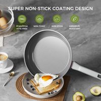 Poêle à frire antiadhésive en aluminium gris avec poignée sûre au toucher froid, idéale pour les œufs, ustensile de cuisine sain, sans PTFE