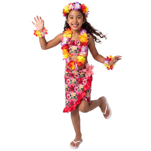 Vestido Hawaiano para Niñas, Disfraz Infantil, Traje de Verano para Actuaciones, Cosplay, Estampado Floral Rosa - Product Image 5
