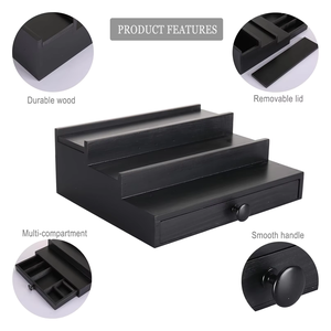 Bán Buôn Tùy Chỉnh Màu Đen Nước Hoa Chủ Trey 3 Tier Đồ Trang Sức Nước Hoa Tre Gỗ Nhà Lưu Trữ Kệ Hộp Với Ngăn Kéo Cho Nhà - Product Image 3