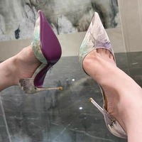 Fabrication de pompes personnalisées pour femmes chaussures à bout pointu semelle spéciale violette 10 cm sans lacet motif d'impression 3D chaussures pour femmes talons hauts