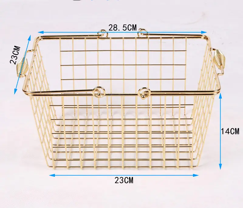 Malha de arame de metal cosméticos cesta de compras com duas lidar com levar cesta de compras cesta de cromo para a Loja usado