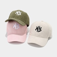 Gorras de Pana Bordadas de Color Sólido de Alta Calidad, Gorras de Béisbol Ajustables para Mujer, Estilo Casual para Primavera y Otoño