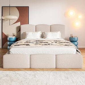 Letto Moderno Regolabile con Contenitore, Struttura a Doghe, Rivestimento in Velluto, Telaio in Legno, Sistema di Sollevamento a Gas, <span class=keywords><strong>Testiera</strong></span> Imbottita - Product Image 4