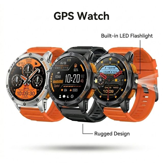 Factory Vendor K67 Smart Watch Built-in GPS 1.43 Inch AMOLED Screen 530mAh Long Battery LED Torch Sport Smartwatch