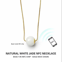 Pendentif NFC en cristal de jade blanc naturel, collier NFC, bijoux intelligents, puce I Code pour les cadeaux de Noël ou la fête des mères