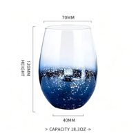 Ensemble de verres à vin sans pied en verre style moderne LB, motif ciel étoilé, 500 ml, pour mariages, fêtes, cadeaux