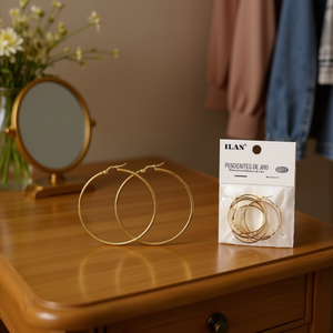 Orecchini a Cerchio Ilan 20mm Tono Oro Set da 6 Pezzi - Product Image 2