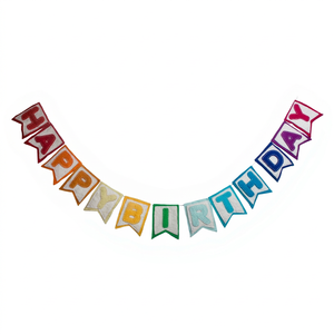 Guirnalda de Feliz Cumpleaños de Fieltro de Lana Hecha a Mano Asterisk, Pancarta con Nombre Personalizado, Decoración de Nepal con Estampado Multicolor - Product Image 1