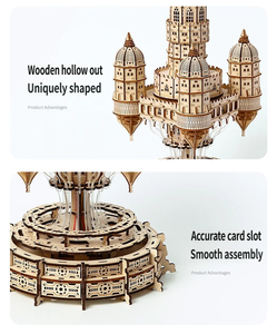 Jeu de puzzle en bois Sky City avec lumières - Modèle à assembler soi-même - 501+ pièces - Jouet éducatif pour les 14 ans et plus - Développe la concentration et la perception spatiale - Product Image 4