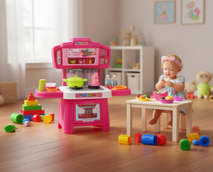 Set Giocattolo Cucina per Bambine da 2 a 4 Anni, Stazione di Cucina in Plastica per Gioco di Ruolo con Accessori - Product Image 2