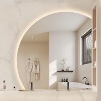 CF Personnaliser Demi Lune Dimmable Anti-Buée Mur Vanité Maquillage Led Bain Miroir Décor Smart LED Salle De Bains Miroir avec Contrôle Tactile