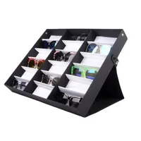 Plateau à Lunettes Étui Présentoir à Lunettes de Soleil - Boîte de Rangement Organisateur de Lunettes à 12 Compartiments Support pour Lunettes de Vue Présentoir pour Lunettes de Soleil Organisateur de Lunettes de Soleil