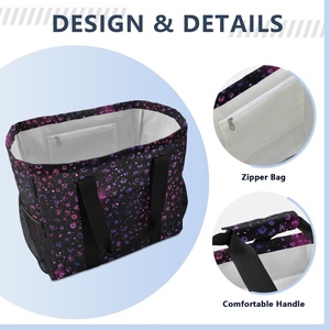 <b>Extra</b> <b>Large</b> Black Leopard <b>Print</b> Patterns Customs logo Mesh Pocket Wash Tote Beach Bag - Product Image 4