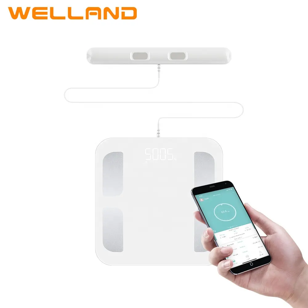 Welland-báscula electrónica inteligente para grasa corporal, grasa corporal parcial y muscular con mango