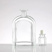 Bouteille à vin en verre créative avec base unique en relief – Bouteille de stockage scellée réutilisable pour spiritueux de bar à domicile, flacon pour vodka