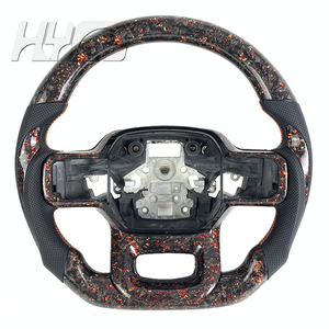 Accessoires de voiture, mise à niveau sportive, volant en fibre de carbone forgée pour <span class=keywords><strong>Ford</strong></span> <span class=keywords><strong>Raptor</strong></span> F150 <span class=keywords><strong>2021</strong></span> à 2025 avec cuir perforé - Product Image 1