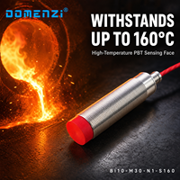 Capteur de proximité inductif résistant à la chaleur Domenzi M30, sortie NPN NO, 10 mm, IP67, jusqu'à 160°C pour utilisation à haute température
