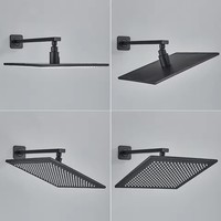 Robinet de douche thermostatique noir mat avec lumière LED Mélangeur de douche encastré pour salle de bain Rotation du jet de massage Tête à changement de couleur