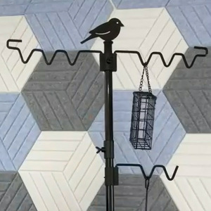 Mangeoire à oiseaux en métal TJ-019, 1,9 m, à fixer au sol avec abreuvoir, pour jardin, usage extérieur, finition peinte - Product Image 2