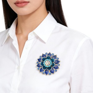 Luxury Lotus Brooch with Colourful Rhinestone Drilled Design Gold Plated Alloy High Quality Women's <b>Wedding</b> Brooch <b>Accessories</b> - Product Image 4