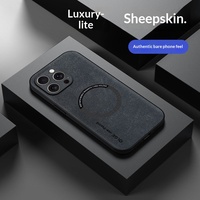 Coque de téléphone pour 17 Pro Max, Style Ins, magnétique, texture en cuir, respectueuse de la peau, housse de protection en peau de mouton