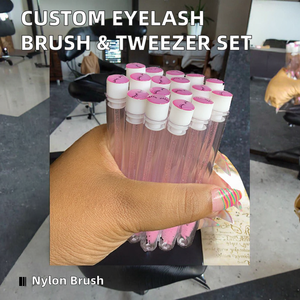 Custom Nylon Eyelash Cleaning <b>Brush</b> Set with Shampoo Cleanser Tweezers Tube and Plastic Handle - Product Image 2