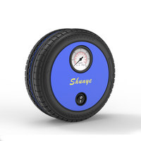2025 New Design Circular 12V Mini Air Compressor Portable Tire Inflator Tire Pressure Monitor 25L/min Emergency Light Aluminium