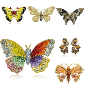 Broches <span class=keywords><strong>YOUFENG</strong></span> en alliage plaqué argent antique avec cristaux noirs en forme d'animaux, pour mariage, fête, cadeau pour enfants, unisexe - Product Image 5
