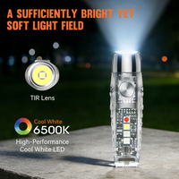 Senter Gantungan Kunci Mini IP65 Tahan Air Dapat Diisi Ulang Senter Saku EDC LED Senter Kecil Bertenaga 11 Mode Klip Magnet