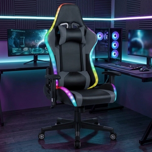 Chaise de jeu ALINUNU Factory Direct en cuir PU avec LED RGB pour joueurs, chaise de jeu avec haut-parleurs <span class=keywords><strong>Bluetooth</strong></span> - Product Image 5