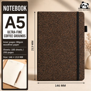 Carnet A5 en liège avec logo personnalisé, écologique, en provenance de marc de café, avec bande élastique pour la prise de notes et l'écriture – Offre Spéciale - Product Image 1