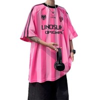 Maillot de football rose style unique OEM ODM pour homme, été 2026, coupe ample, respirant, en maille 180g, à séchage rapide, avec lettres, manches courtes