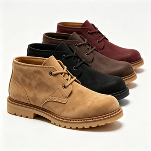Bottes Chukka Courtes en Cuir Suédé Mat Personnalisées ODM/OEM avec Deux Œillets Métalliques, Lacets, Semelle Robuste à Nœuds, Imperméables, Véganes, Non Doublées, pour l'Extérieur - Product Image 2