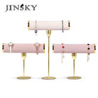 Présentoir porte-bracelets et montres Jinsky en velours multicolore avec barre en T